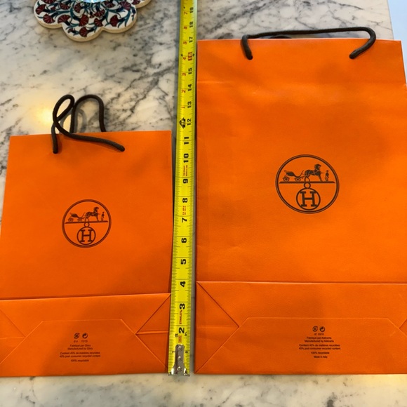 Classic Orange Hermes’ paper shoppers. 2 available. - Picture 4 of 5